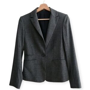 Theory Gabe Portmore Wool Single Button Blazer Speckled Grey 3 Pockets 2